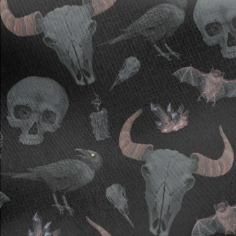 Cow Bone Skull Crow Bat Jersey Backed Fleece
