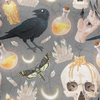 Ghost Hand Skull Crow Candle Jersey Backed Fleece