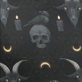 Skull And Candle Crow Goat Pongee
