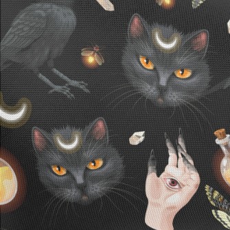 Ghost Hand Black Cat Crow Inse Pongee