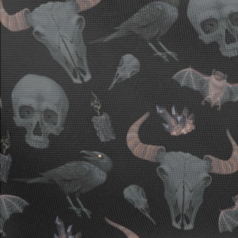 Cow Bone Skull Crow Bat Pongee