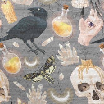 Ghost Hand Skull Crow Candle Pongee