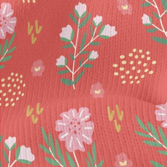 Simple Pink Flowers And Dots Stretch Jersey