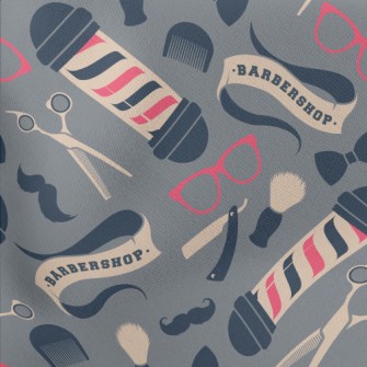 Barber Shop Sign And Utensils  Lightweight Cotton Poplin