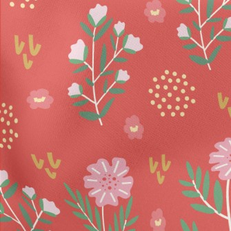 Simple Pink Flowers And Dots Lightweight Cotton Poplin