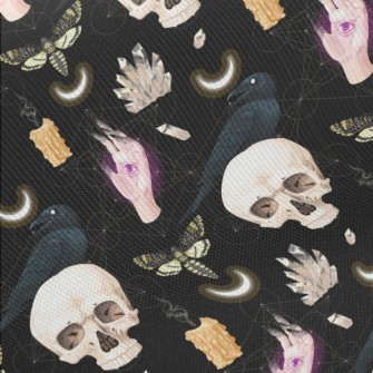 Skull Candle Crow Insect Ghost Midweight Cotton Poplin