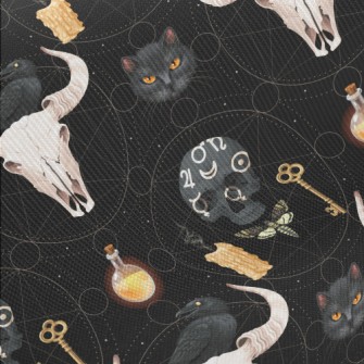 Ox Bone Potion Black Cat Key Midweight Cotton Poplin