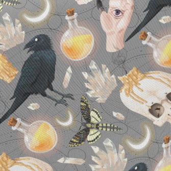 Ghost Hand Skull Crow Candle Midweight Cotton Poplin