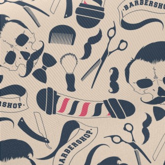 Barber Sign With Skull And Ute Midweight Cotton Poplin