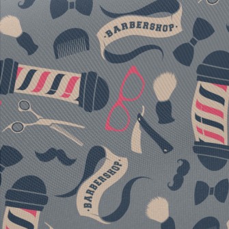 Barber Shop Sign And Utensils  Midweight Cotton Poplin