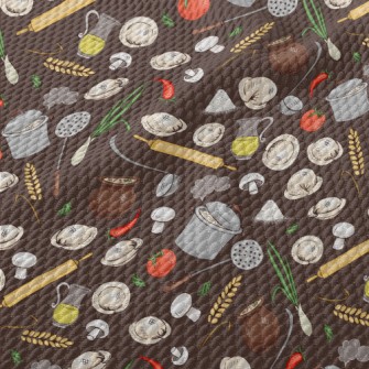 Kitchen Utensils And Ingredien Birdseye Piqué