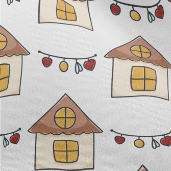 Hand Drawn Cute House And Chri Chiffon