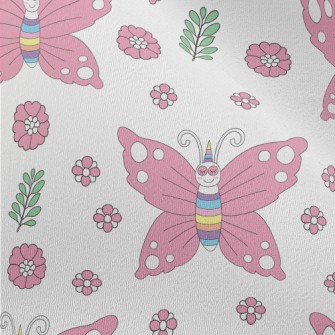 Pink Butterflies And Flowers Chiffon