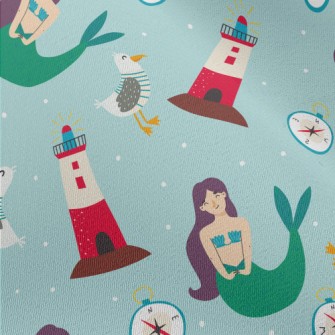 Mermaid And Seagull Lighthouse Chiffon