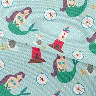 Mermaid And Seagull Lighthouse Waterproof Oxford