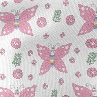 Pink Butterflies And Flowers Waterproof Canvas