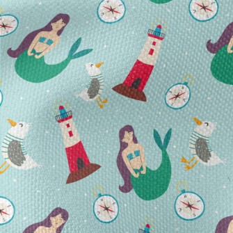 Mermaid And Seagull Lighthouse Waterproof Canvas