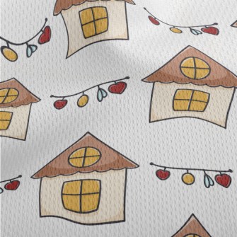 Hand Drawn Cute House And Chri Athletic Mesh Flat Back