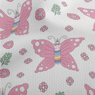 Pink Butterflies And Flowers Athletic Mesh Flat Back