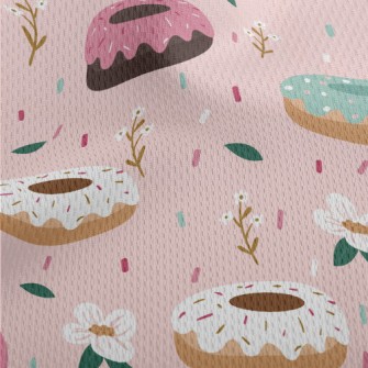 Colorful Donuts And Flowers Athletic Mesh Flat Back