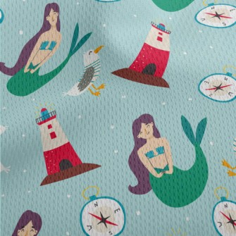 Mermaid And Seagull Lighthouse Athletic Mesh Flat Back