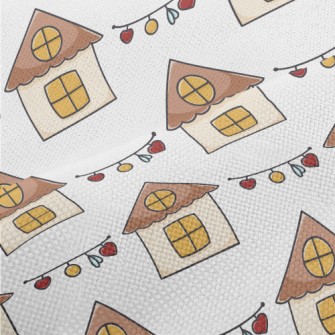 Hand Drawn Cute House And Chri Performance Linen