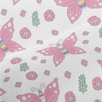 Pink Butterflies And Flowers Performance Linen
