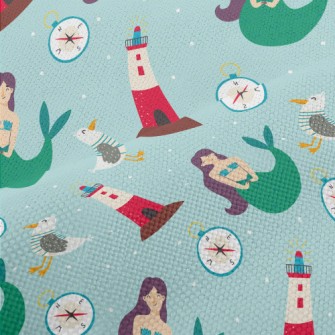 Mermaid And Seagull Lighthouse Performance Linen