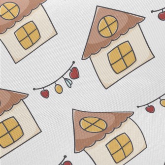 Hand Drawn Cute House And Chri Twill