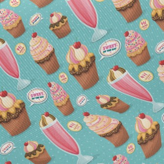 Sweet Cherry Drink And Cupcake Twill