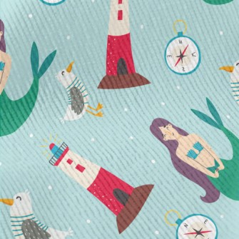 Mermaid And Seagull Lighthouse Standard Corduroy