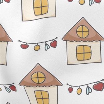 Hand Drawn Cute House And Chri Stretch Ponte