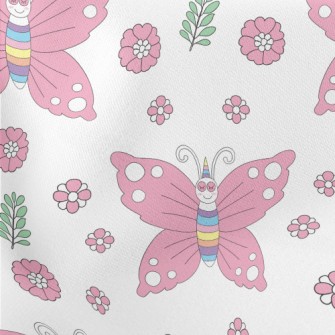 Pink Butterflies And Flowers Stretch Ponte