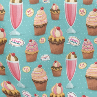 Sweet Cherry Drink And Cupcake Stretch Ponte