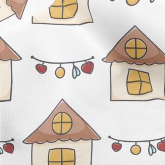 Hand Drawn Cute House And Chri Micro Fleece