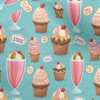 Sweet Cherry Drink And Cupcake Micro Fleece