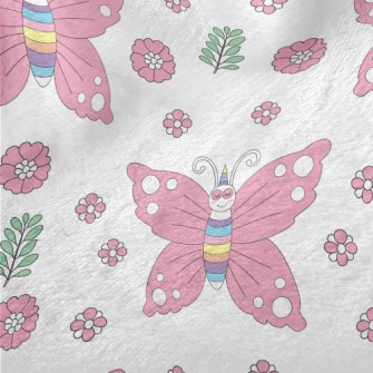 Pink Butterflies And Flowers Minky