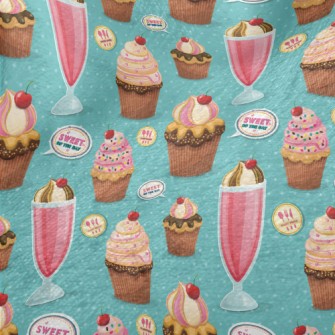 Sweet Cherry Drink And Cupcake Minky