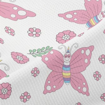 Pink Butterflies And Flowers Piqué