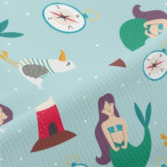 Mermaid And Seagull Lighthouse Piqué