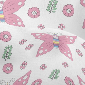 Pink Butterflies And Flowers Lightweight Performance Linen