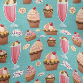 Sweet Cherry Drink And Cupcake Lightweight Performance Linen