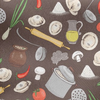 Kitchen Utensils And Ingredien Jersey Backed Fleece