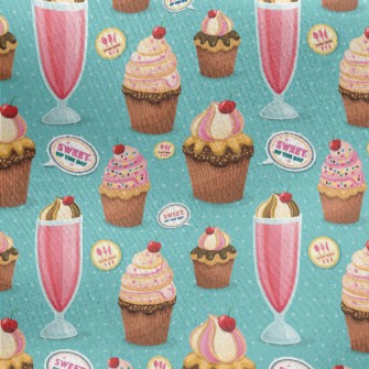 Sweet Cherry Drink And Cupcake Jersey Backed Fleece