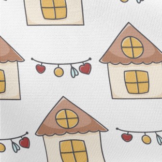 Hand Drawn Cute House And Chri Pongee