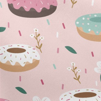 Colorful Donuts And Flowers Pongee