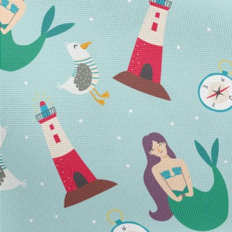 Mermaid And Seagull Lighthouse Pongee