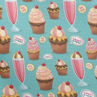 Sweet Cherry Drink And Cupcake Pongee