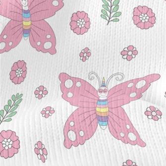 Pink Butterflies And Flowers Stretch Jersey