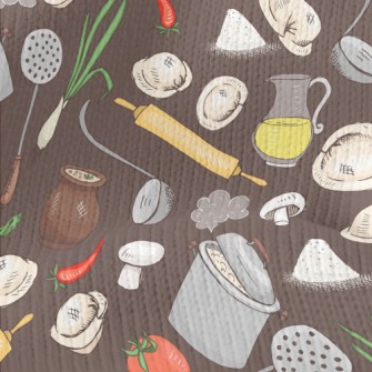 Kitchen Utensils And Ingredien Stretch Jersey